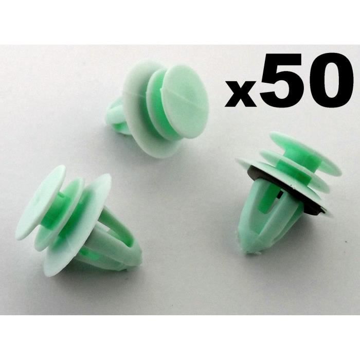 50 X Mercedes Régleur Clips Vert Intérieur Porte Carte Panneau Bordure Attaches