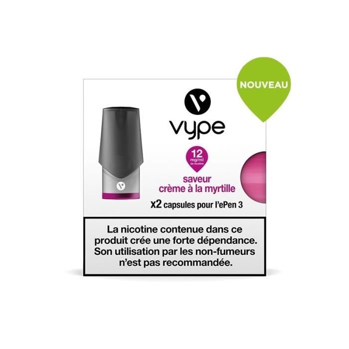 2 Capsules recharge Vype Epen 3 Crème à la myrtille 12 mg