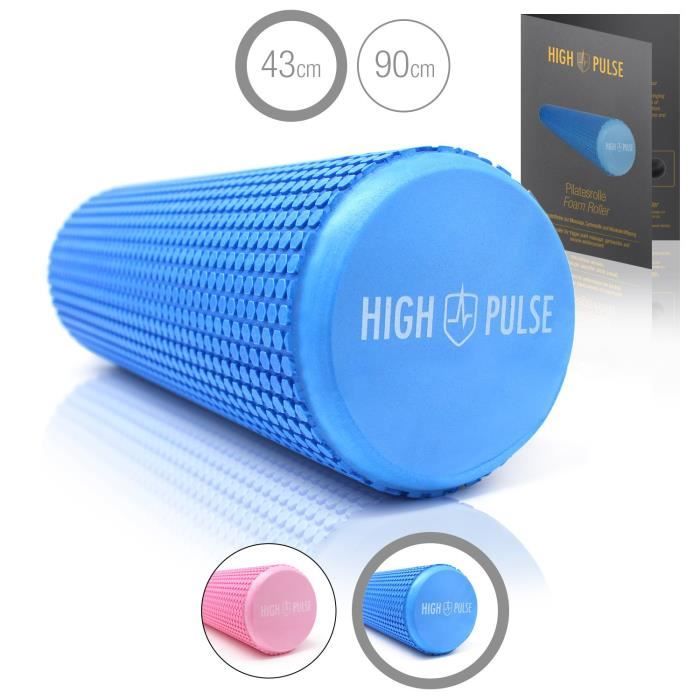 High Pulse Rouleau pilates - Rouleau en mousse pour renforcement musculaire, fitness et massage des fascias, 43 x 15cm (Bleu)