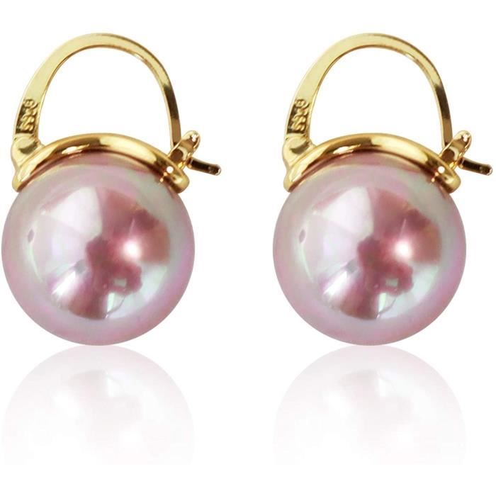 BOUCLE D OREILLE La Vanille de Swarovski Elements Perle Boucles d'oreilles plaqué or 14 ct, raffinée et él&152
