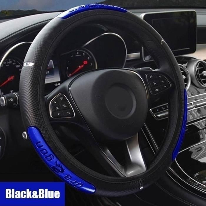 Couvre volant,Housses de volant de voiture en cuir Pu réfléchissant, couvre volant de Style business, accessoires de - Type Bleu