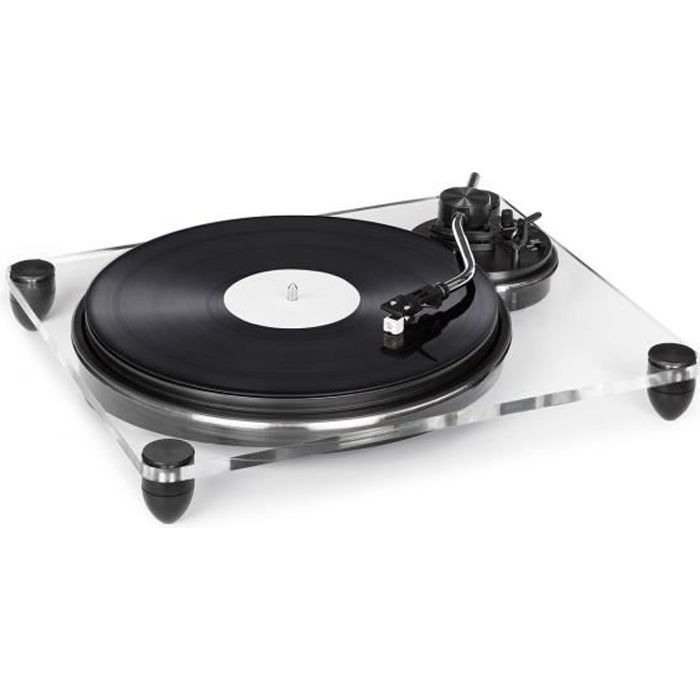 auna Pureness Platine vinyle acrylique , 2 vitesses : 33 1-3 & 45 t-mn , préamplificateur , tête de lecture AudioTechnica ,