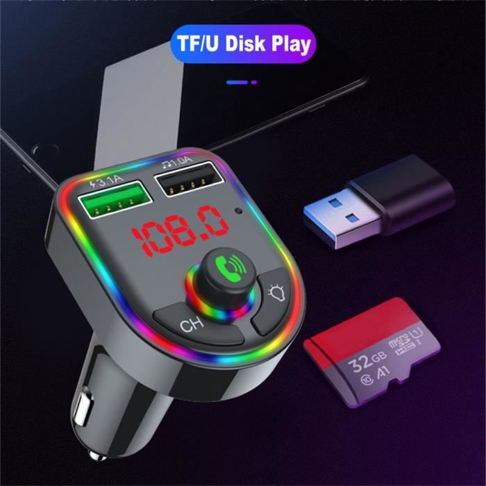 Transmetteur fm Bluetooth - Voiture Chargeur Lecteur MP3 - Adaptateur Radio Sans Fil Kit Émetteur Bluetooth 5.0