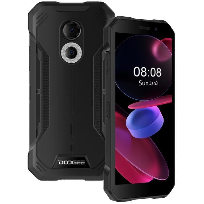Smartphone DOOGEE S51 4Go 64Go Android 12 Écran 6.0 pouce HD+ 5180mAh 12MP NFC IP68 Étanche Robuste Téléphone - Noir