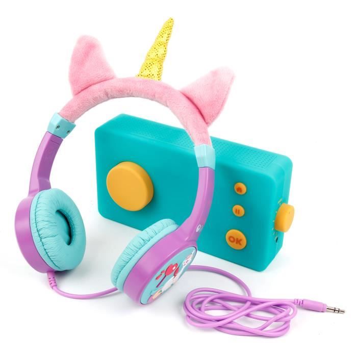 DURAGADGET Casque Audio Enfant Licorne Compatible avec Lunii, ma Fabrique à Histoires - Réglable