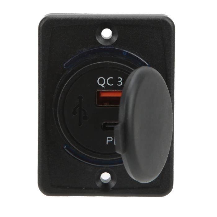 EBTOOLS chargeur de voiture à double port 18W PD chargeur de voiture adaptateur prise QC3.0 USB charge rapide universel pour