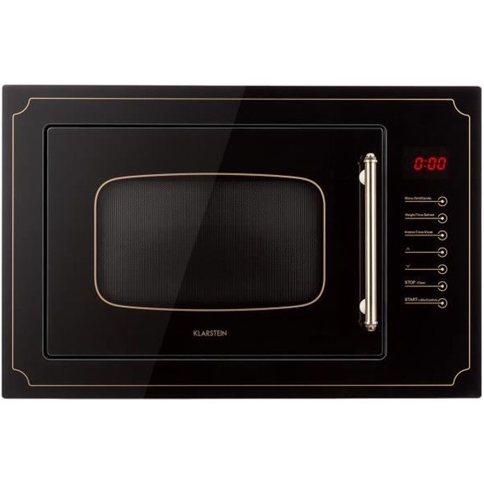 Klarstein Victoria 25 - Four micro-ondes grill combiné - Encastrable - 25L - 900W - Grill 1000W - Style rétro - Noir