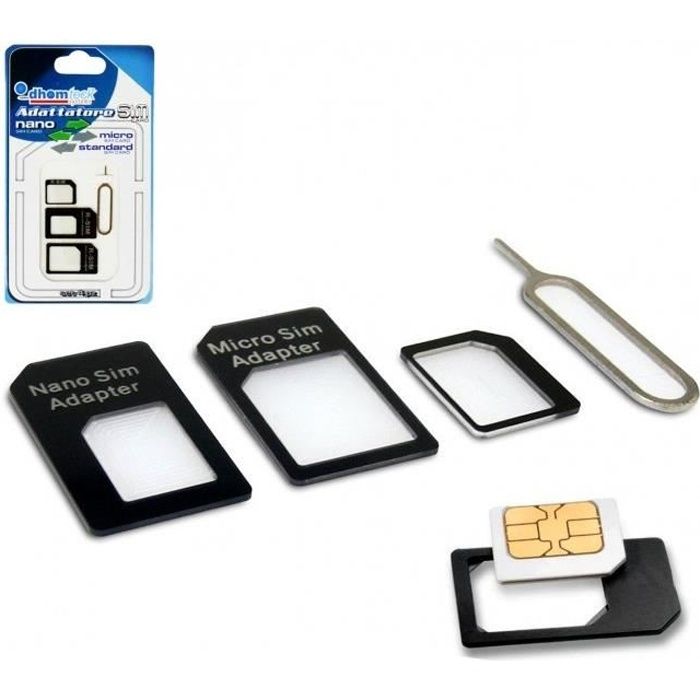 19711 kit adaptateur sim 4 pièces convenant à tous les téléphones et les tablett