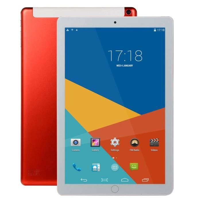 1 Go + 16 Go Tablette PC 10,1 pouces grand écran double SIM 4G téléphone tablette PC micro WIFI Andriod 8.1 métal + plastique rouge