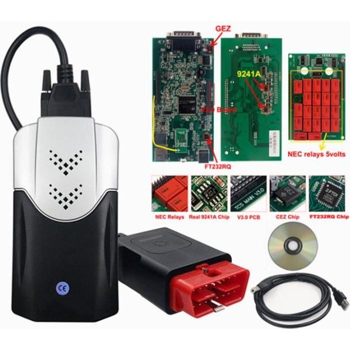 DS150 TCS VCI CDP Pro DS150E Double PCB V3.0 Outil de Diagnostic de voiture et camion avec Bluetooth OBD2 Keygen Nouveau 2020.23