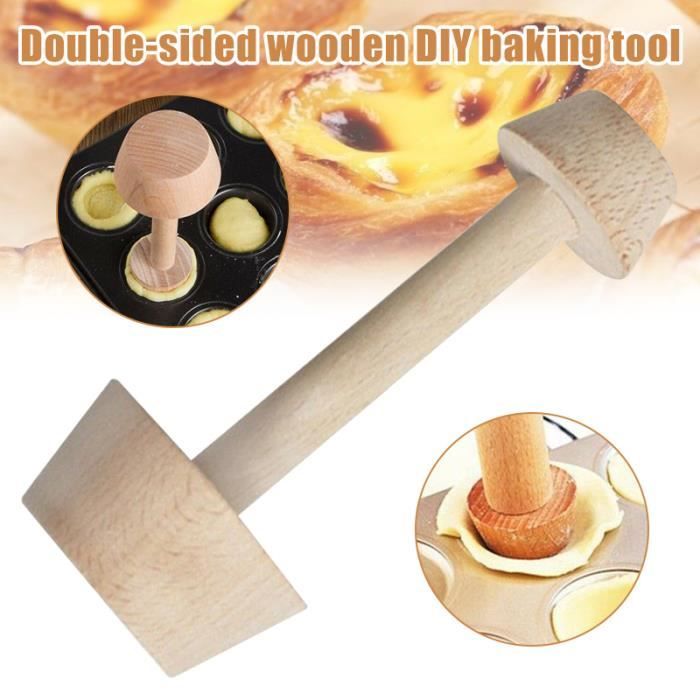 Moule de compactage de tarte aux oeufs Oeuf tartes-tamper double face en bois poussoir bricolage cuisson formant Outil de cuisine
