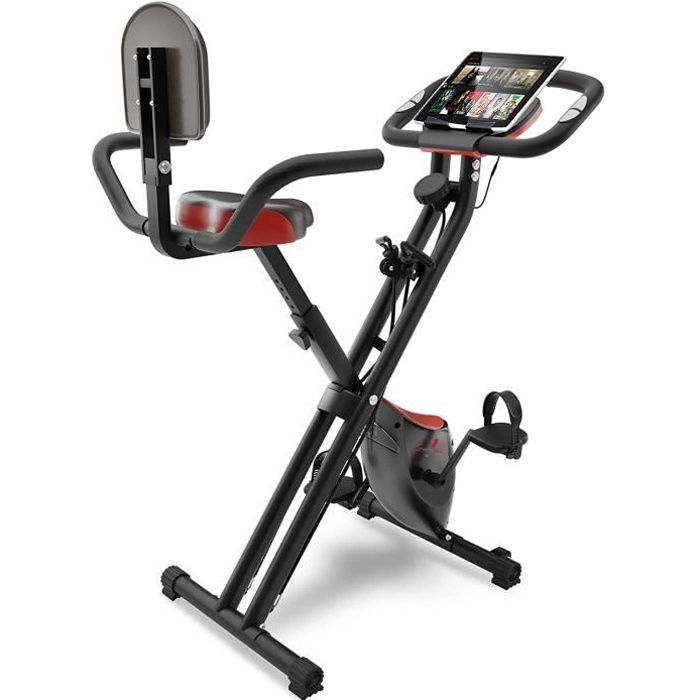Sportstech Vélo d'appartement F-Bike X100 4en1 Home Trainer, F-Bike pour Adulte - poignées avec cardiofréquencemètre
