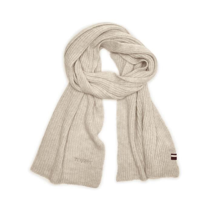 Echarpe Tommy Hilfiger beige logo doré pour femme - Couleur: Marron - Taille: TU