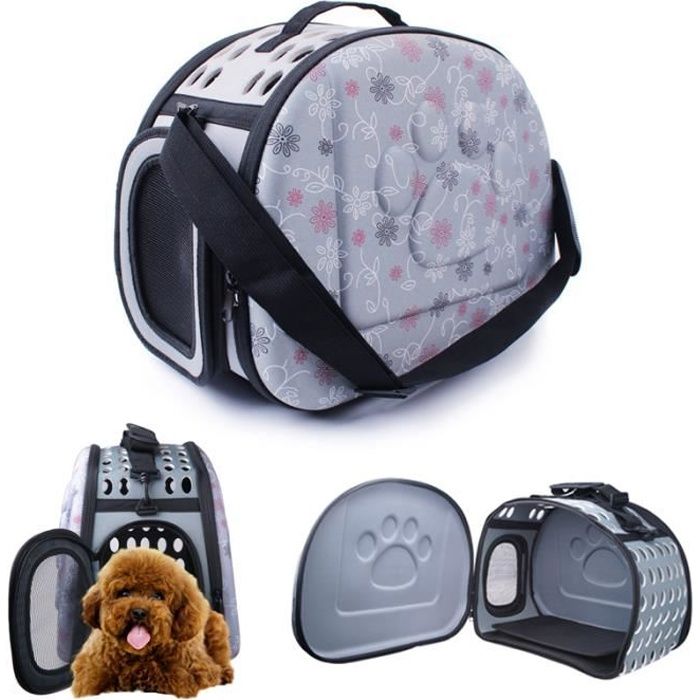 Sac de Transport Chien Chat Animaux Sac d’animal pliable Panier voyage Gris Sac Bandoulière lavable VINTEKY®