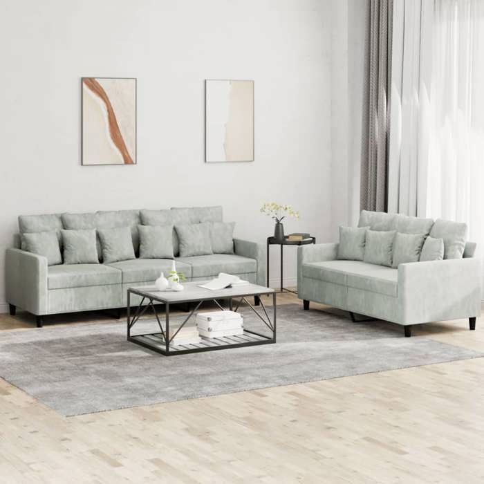 vidaXL Ensemble de Canapés avec Coussins 2 pcs Canapés avec Accoudoirs et Dossier Ensemble de Meubles Mobilier de Salon 3201720