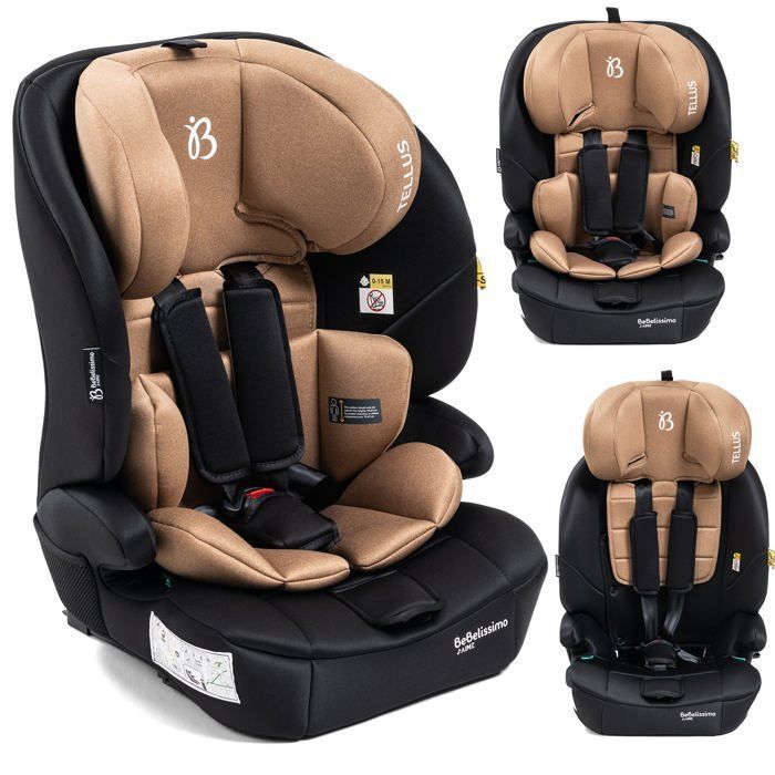 BEBELISSIMO - Siège auto bébé Isofix - 76 -150cm - Tellus - de 9 à 36 kg 15 mois à 12 ans -beige