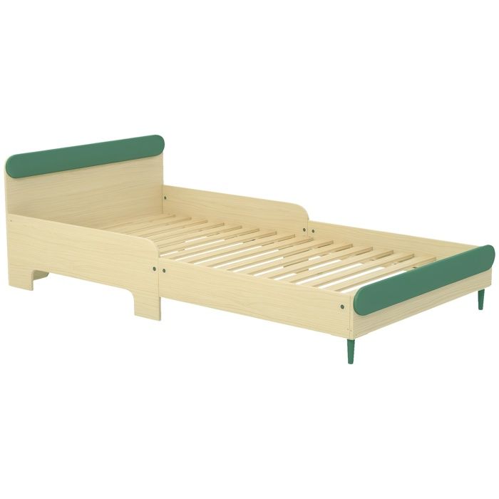 Lit pour enfant - AIYAPLAY - 3 à 10 ans - barrière de sécurité sommier à lattes inclus - 195 x 103 x 60 5 cm - vert Lit pour enfant - AIYAPLAY - 3 à 10 ans - barrière de sécurité sommier à lattes inclus - 195 x 103 x 60 5 cm - vert