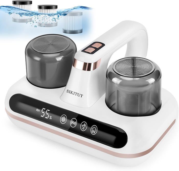 Aspirateur Anti-acariens SIKITUT 5 En 1 - Avec UV-C Et Filtre HEPA - Pour Matelas Et Canapés