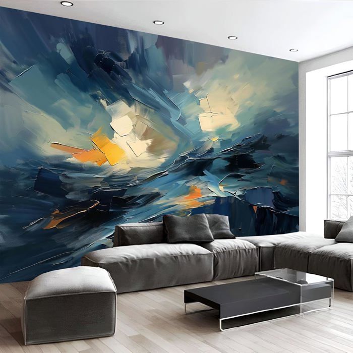 Papier Peint Panoramique 3D Peinture Abstraite Vague 350x256cm Nature ...
