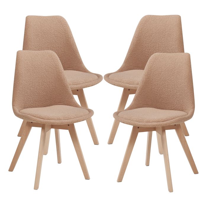 Lot de 4 chaises de salle à manger Fläten bouclé taupe
