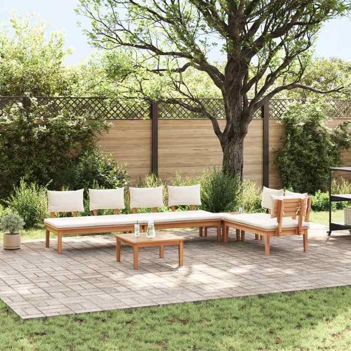vidaXL Ensemble de canapé de jardin 5 pcs et Crème - vue 3