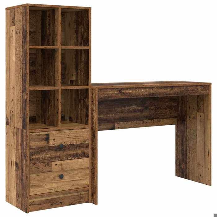 YUN@Meuble de Bureau - MODERNE - Table de bureau - avec rangement - en bois ancien et technique @7545@