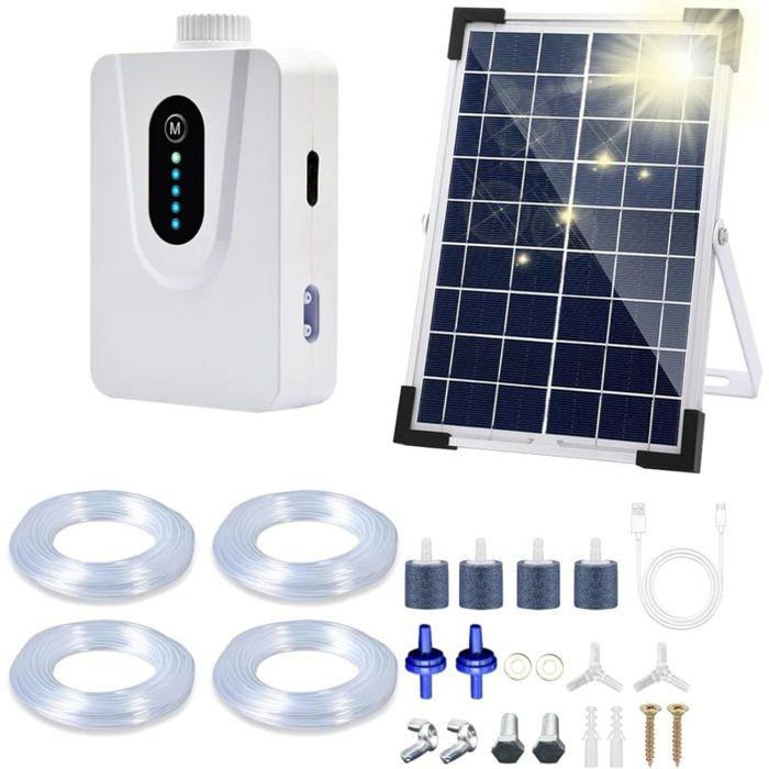 Pompes à air solaires aérateur de bassin solaire de 6 W avec batterie de 6000 mAh chargement USB et chargement solaire sont dispo