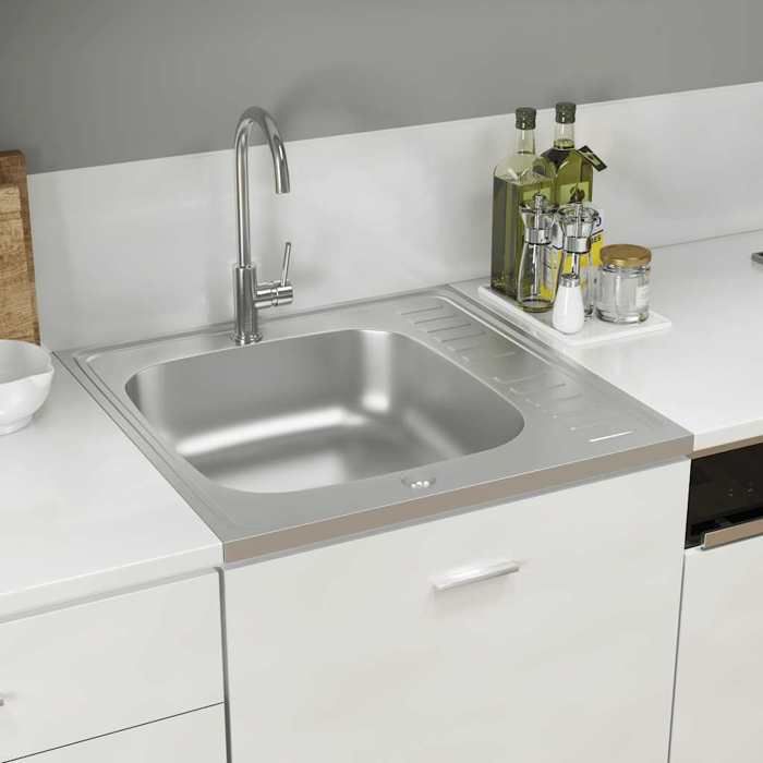 HSF®Jeu dévier de cuisine - 1 bac - Résistance à la chaleur jusquà 280 ° C - et égouttoir argenté 600x600x155 mm inox cvk71123