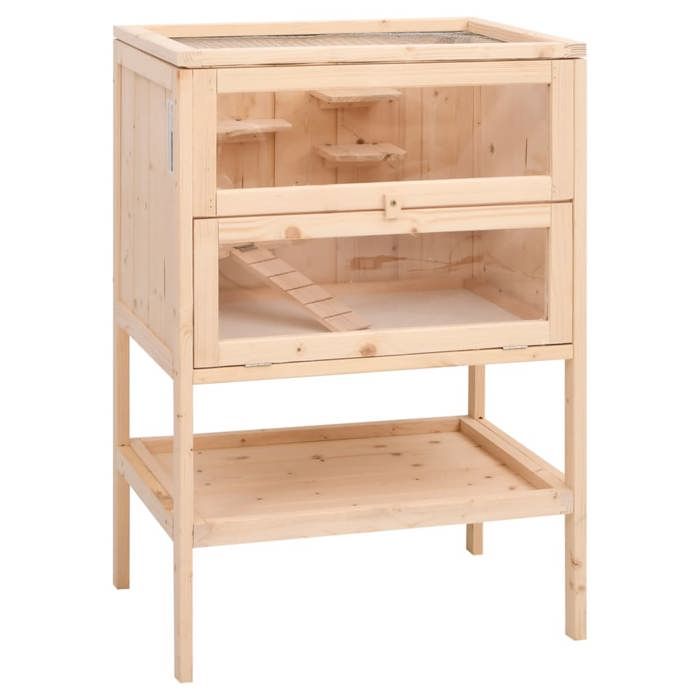 Cage pour hamster - vidaXL - Bois massif - 55x40x80 cm - Brun