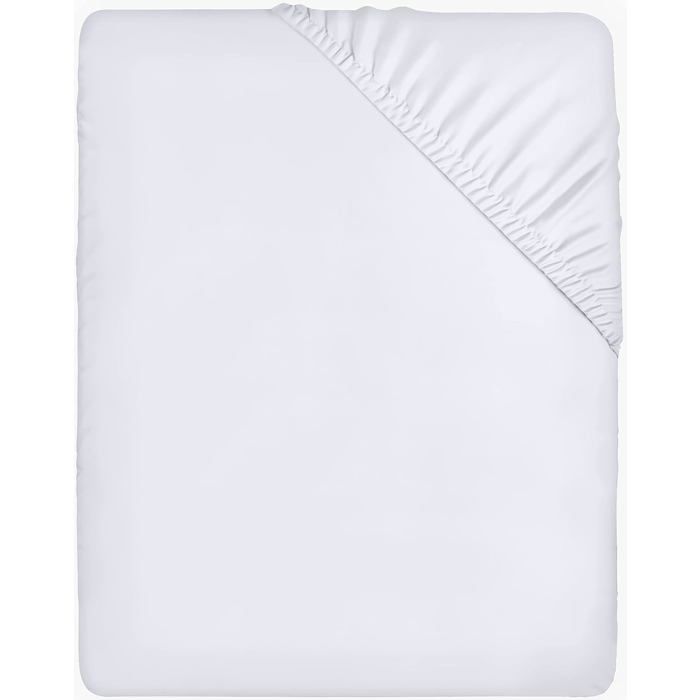 Bedding Drap Housse - Blanc 140 x 200 cm - Coupes de 35 cm pour Matelas épais - Polyester Microfibre brossée