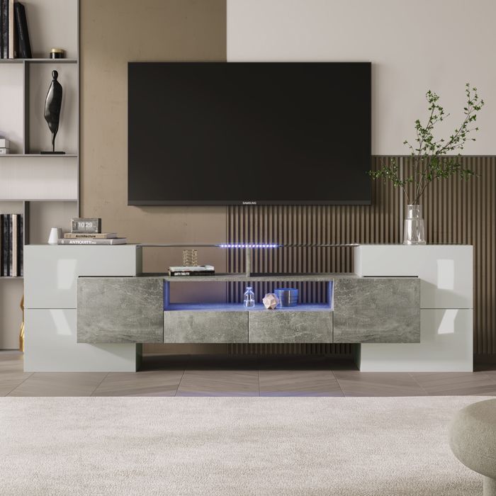 NEW Meuble HiFi - Classique - Meuble TV avec éclairage LED noir 80x35x40 cm 92036