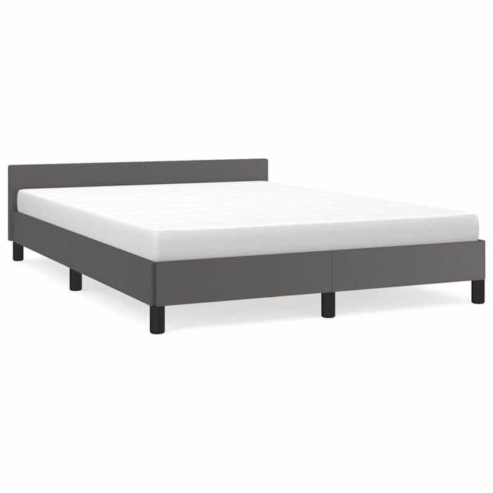 SALE 2026Cadre de lit Adulte et jeunes - Structure pour lit 2 personnes - avec tête de lit - 197x146x50cm gris 140x190cm 23.8 Kg 4