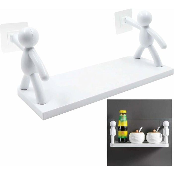 Étagère murale flottante en plastique - MICH - Blanc - 33x14 5x13 5 cm - Sans percer - Supporte 10 kg - Multifonctionnel