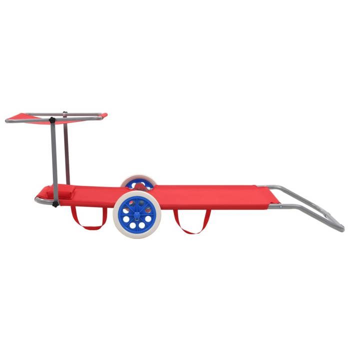 Sale 2026 Chaise longue pliable - BURKE - Transat 1 PLACE - avec auvent et roues Acier Rouge Cc586