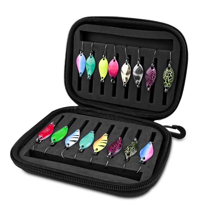 16 PCS Accessoires Leurre Peche - Cuillères Paillettes - Métal - Boîte Rangement - Eau Douce/Mer - Convient pour tous modèles