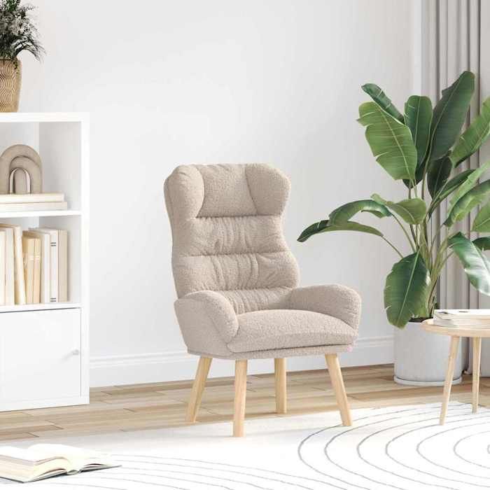 NEW 2026 Fauteuil-chaise simple - 1 pc - Poids maximal: 110 kg - Gris clair 69x74x93 cm Tissu Sherpa L6691