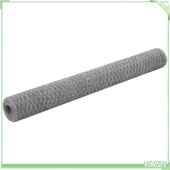 Grillage volière acier galvanisé 25 x 1 2 m argenté - mailles hexagonales 36 mm