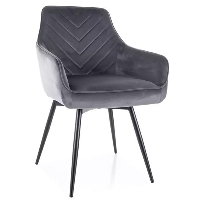 Chaise - Meubles&Design - Chaise velours gris avec retour automatique et pieds métal FLOUTE Chaise - Meubles&Design - Chaise velours gris avec retour automatique et pieds métal FLOUTE