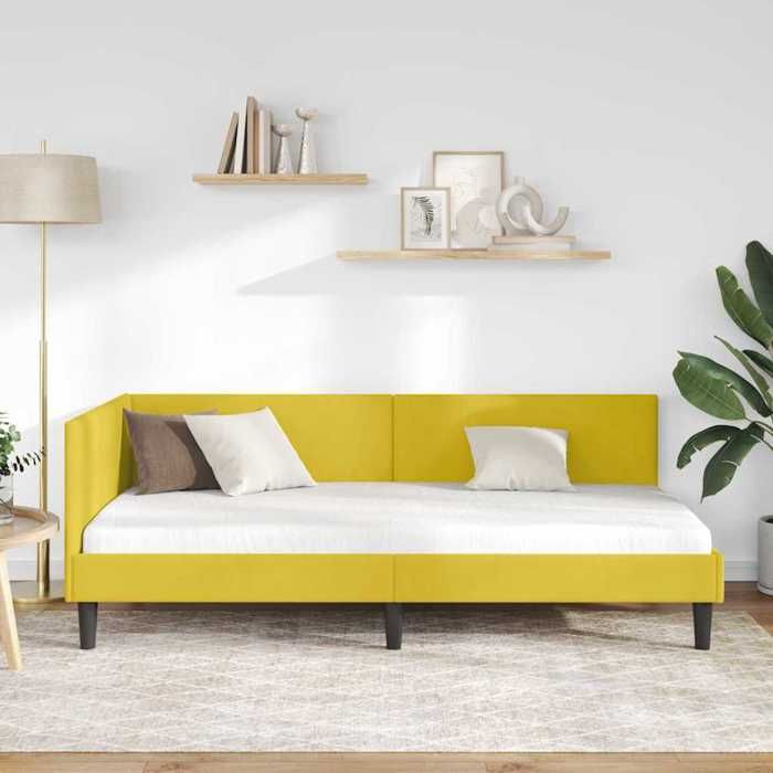 (SOLDE dété)Structure de lit dangle - SHELD - 1 Personnes - contemporain - Jaune 90cmx200cm Velours 668813