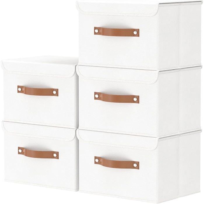 Lot de 5 Boîte de RangementPliable de avec Couverclepour ServiettesVêtements26x20x17cmBnc 26x20x17cm(5 Pack)