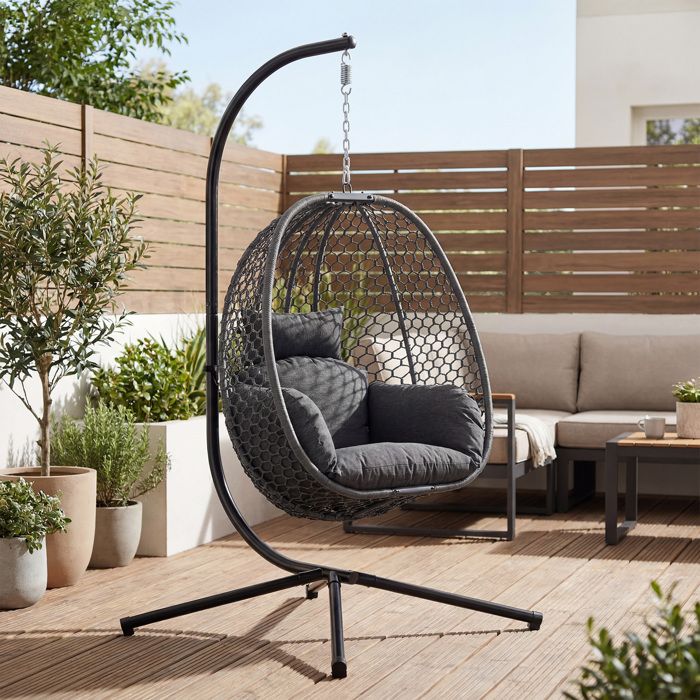 Ya-Home Fauteuil Suspendu Extérieur Pliable Fauteuil Oeuf Réglable en Hauteur Intérieur Jardin Balcon ou Salon Gris Foncé