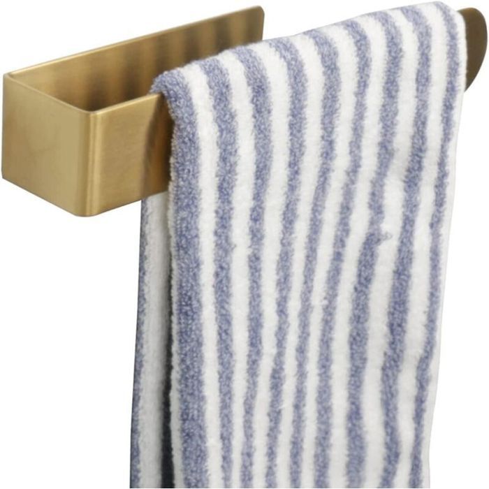 Porte-serviettes mural - PZCC - 24 cm - Acier inoxydable 304 - Sans perçage (auto-adhésif) - Doré