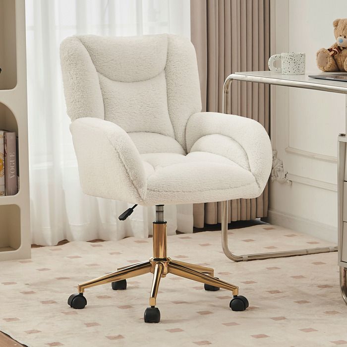 Design solide et sécurisé chaise de bureau pivotante réglable en hauteur couleur blanc