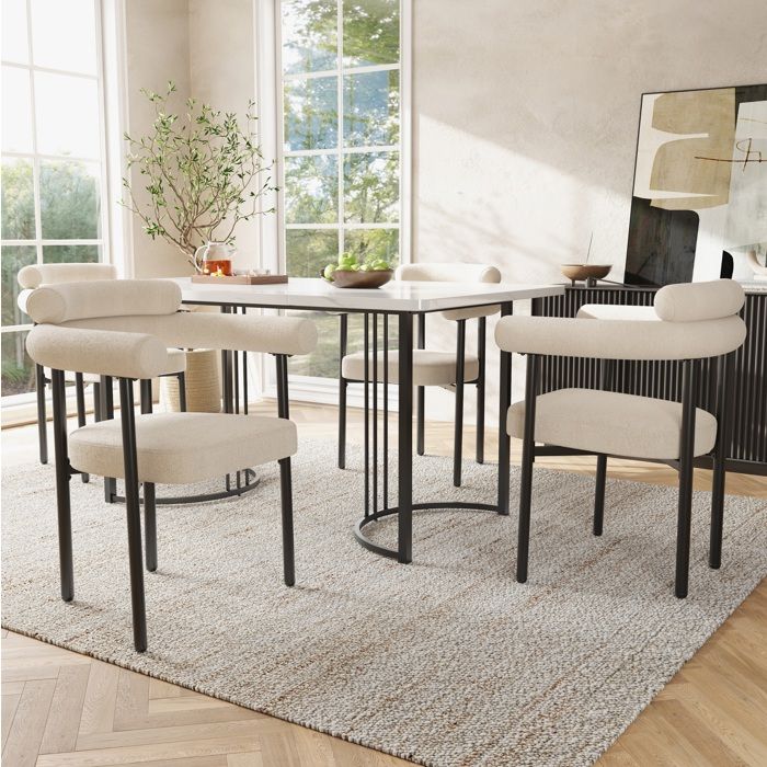 Lot De 2 Chaises Salle A Manger Beige Fauteuil Moderne FloraGrace Pour Salle A Manger Avec Accoudoirs 70x62x84cm