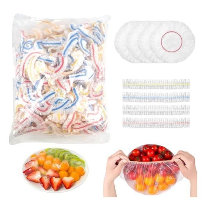 300 pièces Couvre plat elastique réutilisabl charlotte alimentaire reutilisable Film Alimentaire transparent  COUVERCLE UNIVERSEL
