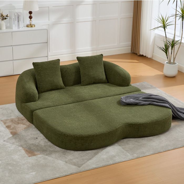 Canapé convertible 2 places 157 x 84 x 65 cm vert - lit dappoint 2 coussins livré monté