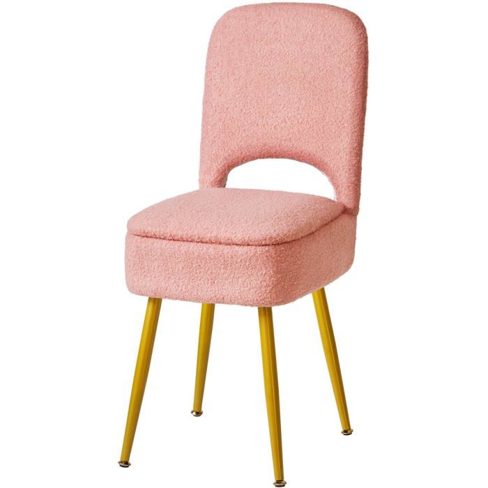 Stockage Vanity Tabouret Chaise Avec Dossier Pliable Rose Wbd027P[IN79]
