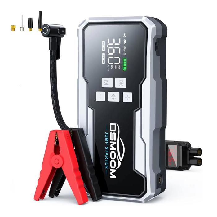 BSMOOM Booster de Démarrage Portable 26800mAh 1500A Chargeur de Secours pour Voiture Batterie Externe avec Lampe LED