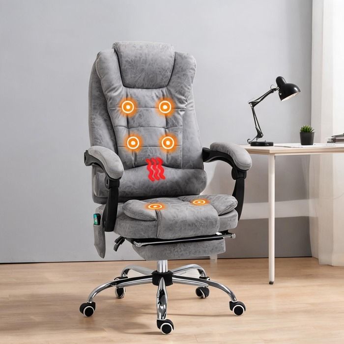 Chaise De Bureau Fauteuil De Bureau en Tissu microfibre Gris clair 65 x 70 x 119 cm - Gris clair Tissu microfibre 65 x 70 x 119 cm
