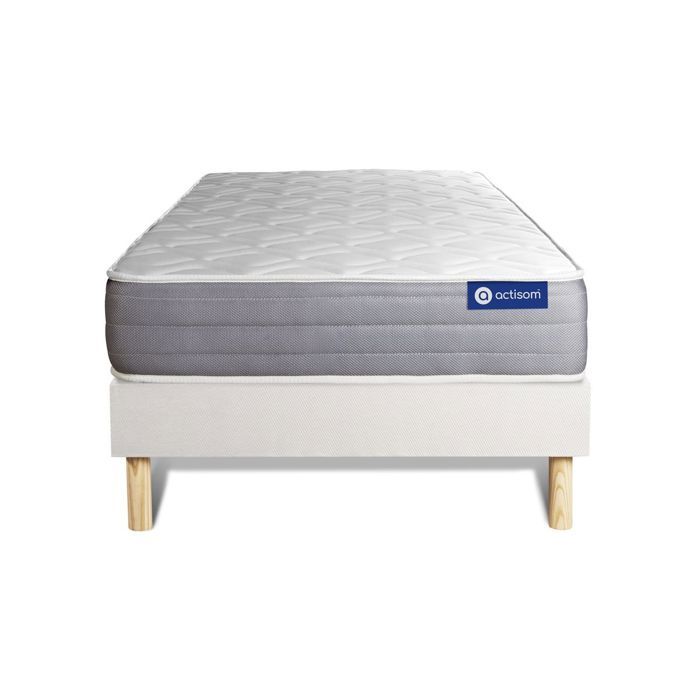 Ensemble Matelas Sommier 90x190 cm - Sommier Blanc (en kit) - Actilatex Dream